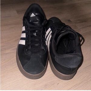 adidas Men’s Black Sneaker with White Three Stripes
